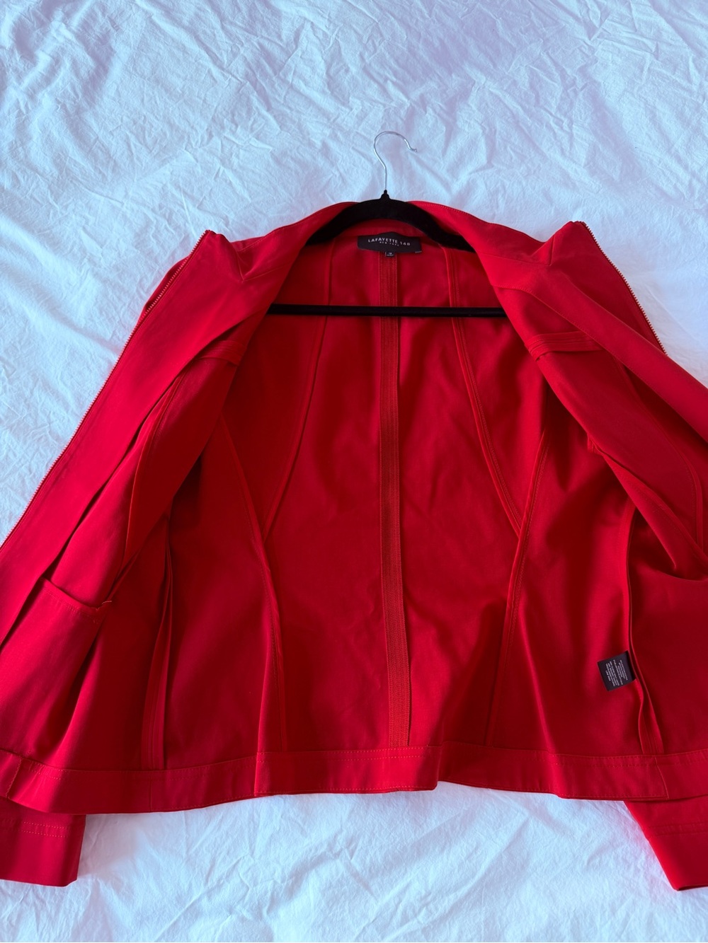 Lafayette 148 New York Bright Red Zip-Front Blazer - Picture 6 of 6